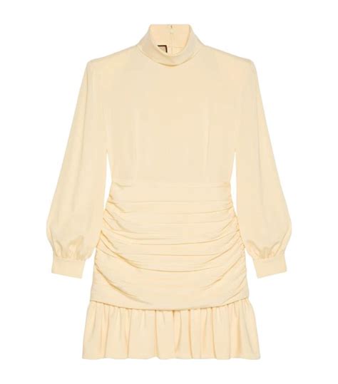 gucci satin ruffled mini dress.